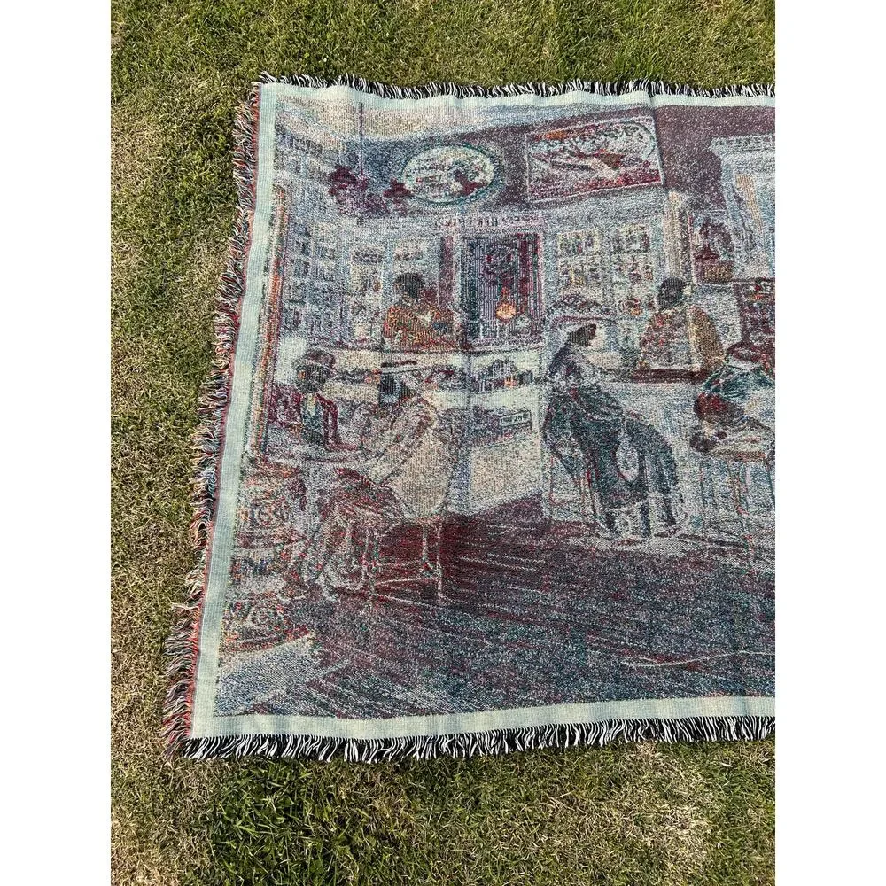 Vintage 90s Italian Restaurant Drug Store Tapestry Blanket